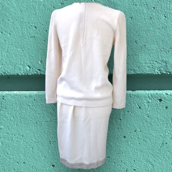 VINTAGE St. John Evening by Marie Gray skirt SET sz XS/S ecru sequins EUC VTG - Picture 3 of 16